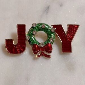 Joy Christmas Holiday Brooch